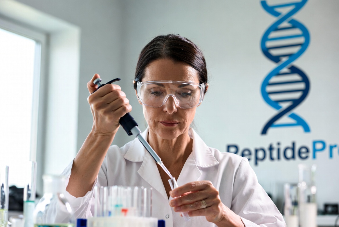 Research scientist conducting peptide analysis